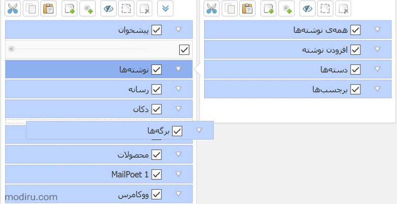 افزونه وردپرس ویرایش منو فارسی