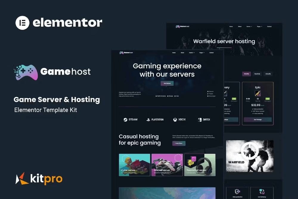 کیت قالب المنتور سرور بازی و هاستینگ Gamehost