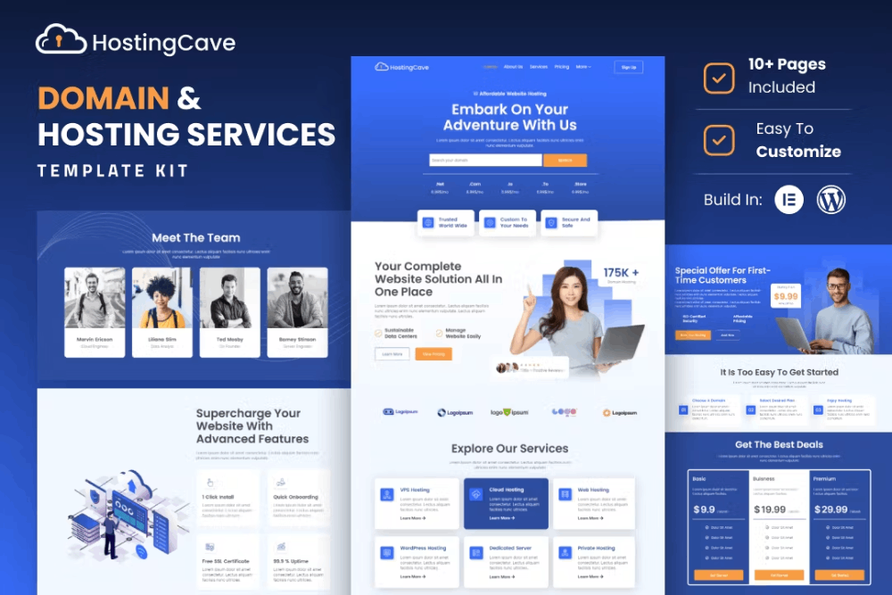 کیت قالب المنتور خدمات میزبانی وب Hostingcave