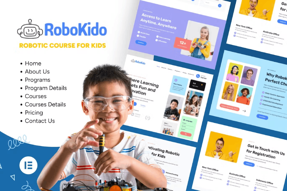 کیت قالب المنتور دوره‌ های آموزش آنلاین برای کودکان Robokido