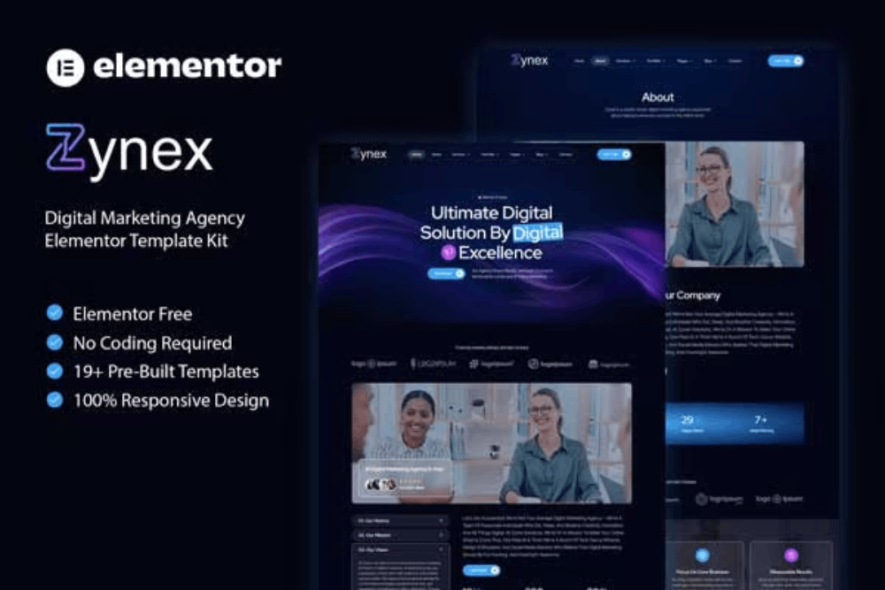 کیت قالب المنتور آژانس دیجیتال مارکتینگ Zynex